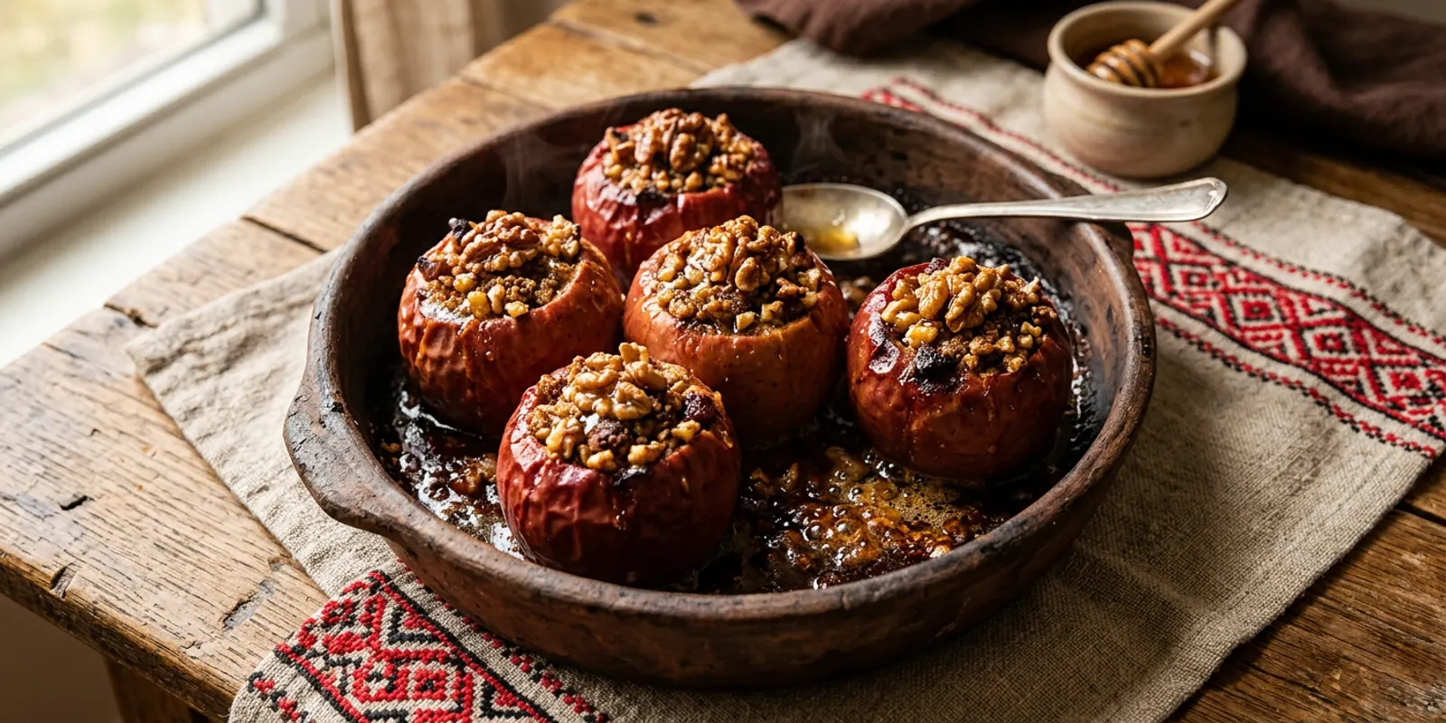 Baked apples with walnuts